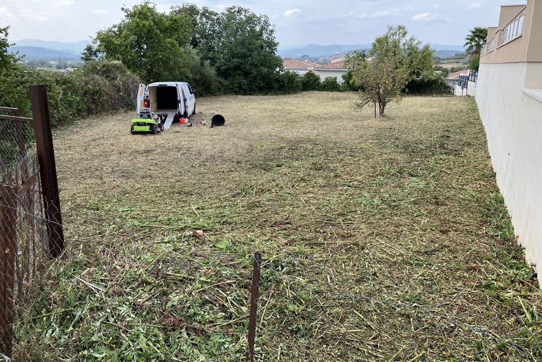 Entretien espaces verts particuliers avec débroussaillage terrain et taille de haies à Thézan