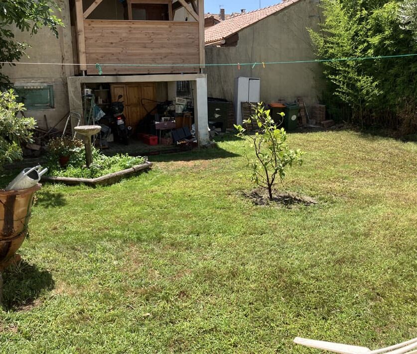 Aménagement d'un gazon en semi avec arrosage intégré , élagage arbres fruitiers à Béziers