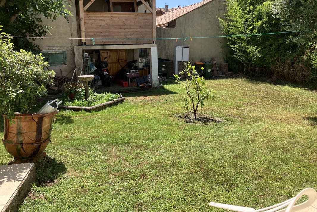 Aménagement d'un gazon en semi avec arrosage intégré , élagage arbres fruitiers à Béziers